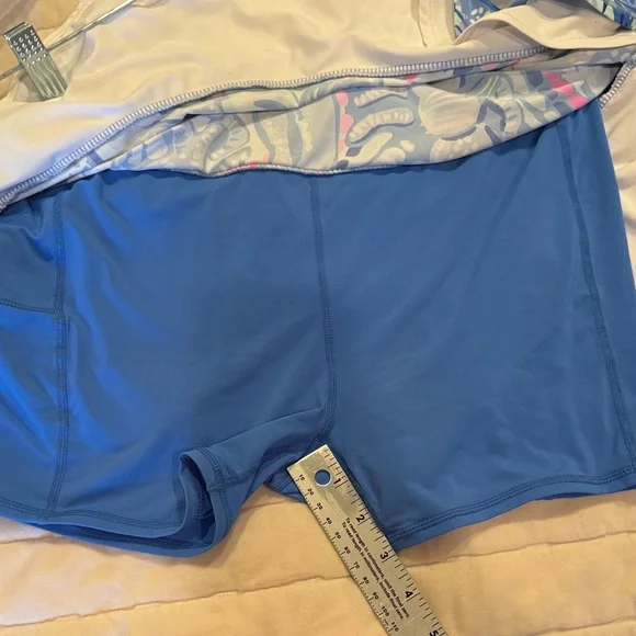 Lilly Pulitzer Medium Luxletic Zela Skort “Pinch Pinch” Blue‎ and Pink Ruffle - Picture 15 of 15
